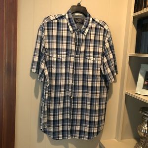 Men’s Nautica Blue Plaid Short Sleeve button Down